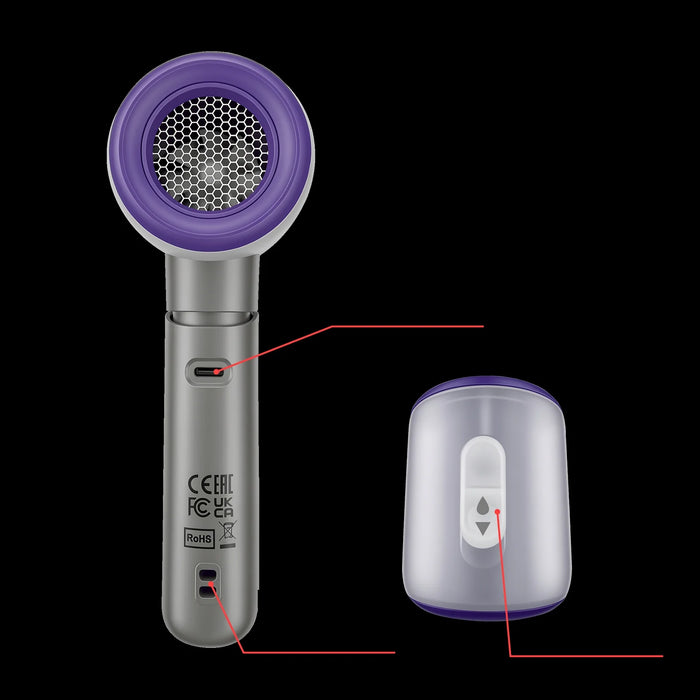 Verbatim Cool 'n' Go Aqua Breeze Rechargeable Handheld Fan with Mist Spray and Digital Display - Purple/Grey | 32345