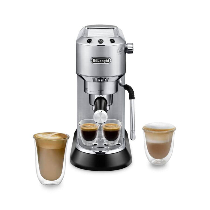 Dedica Arte Manual Espresso Coffee Maker with new milk frothing function - Silver Stainless Steel || EC885.M