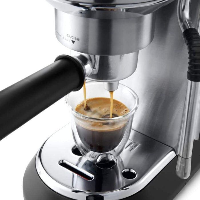 Dedica Arte Manual Espresso Coffee Maker with new milk frothing function - Silver Stainless Steel || EC885.M