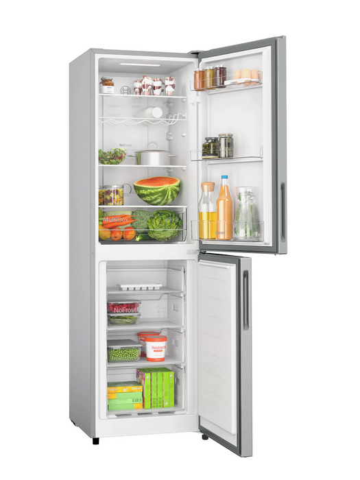 Bosch Series 2, free-standing fridge-freezer with freezer at bottom, 182.4 x 55 cm - Stainless steel | KGN27NLEAG