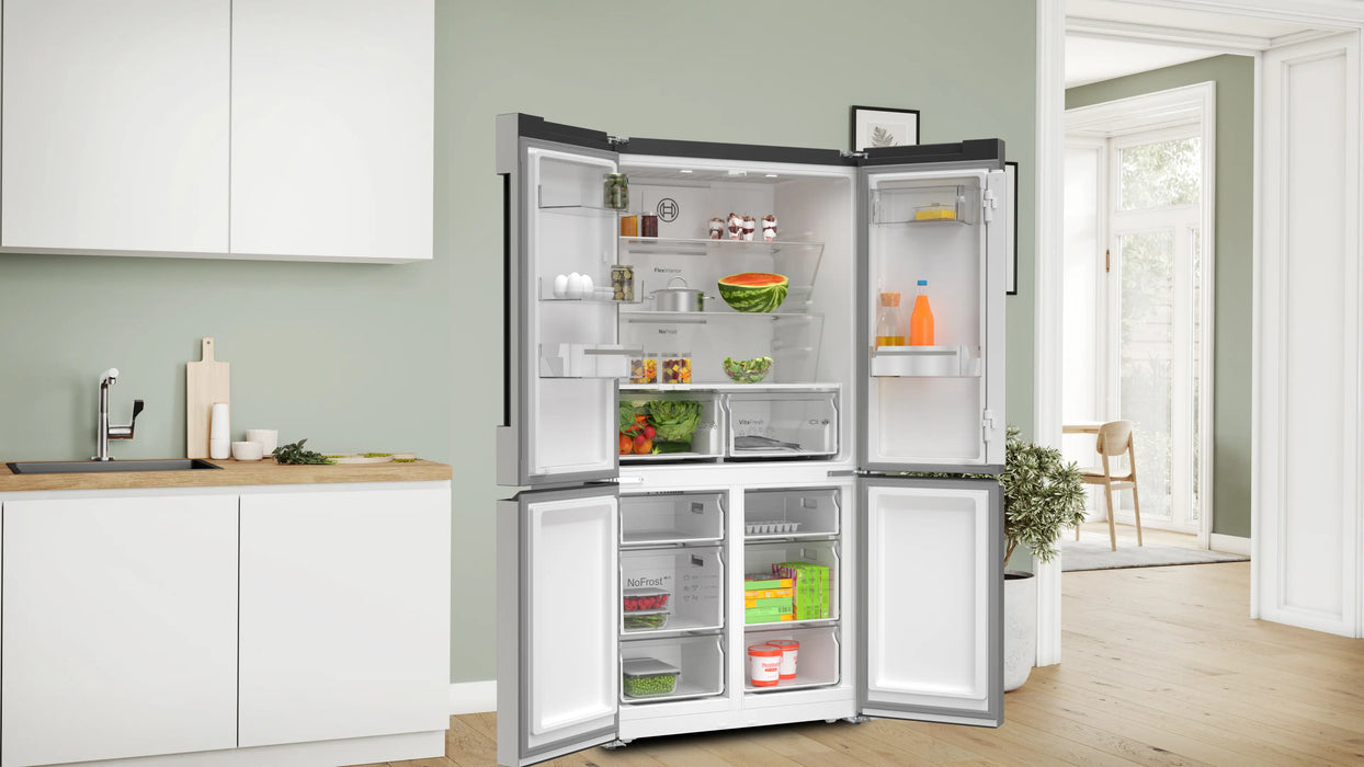 Bosch Series 4, French Door Bottom freezer, multi door, 183 x 90.5 cm - Stainless steel (with anti-fingerprint) | BSH KFN96VPEAG