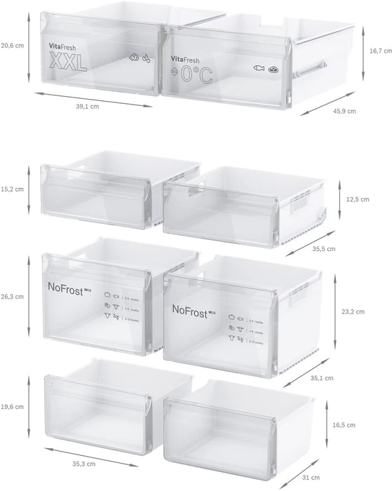 Bosch Series 4, French Door Bottom freezer, multi door, 183 x 90.5 cm - Stainless steel (with anti-fingerprint) | BSH KFN96VPEAG