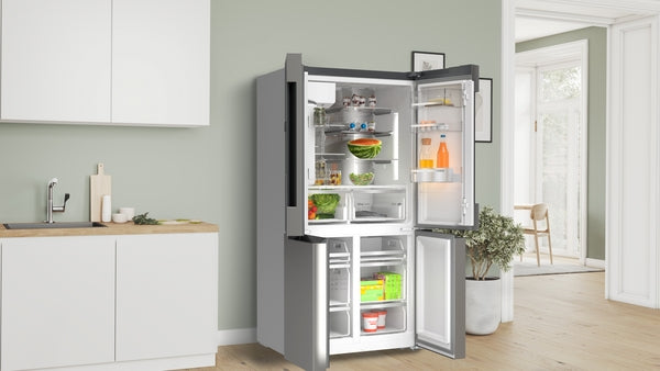 Bosch Series 6, French Door Bottom freezer, multi door, 183 x 90.5 cm, Brushed steel anti-fingerprint | BSH KFI96APEAG