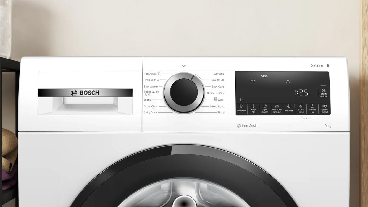 Bosch Series 6, Washing machine, front loader, 9 kg, 1400 rpm - White | BSH WGG24400GB