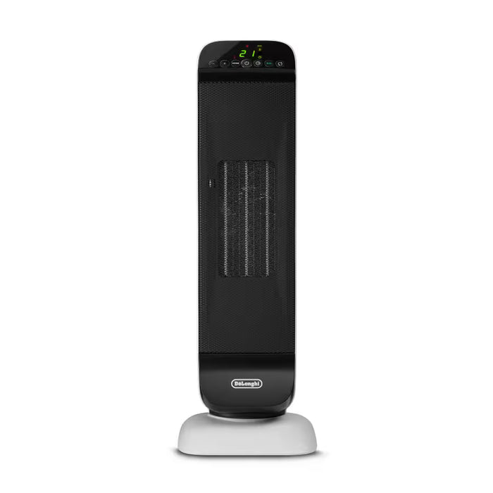 DeLonghi 2000W Ceramic Tower Fan Heater with Remote Control and 24 Hour Timer - White | HFX25S20
