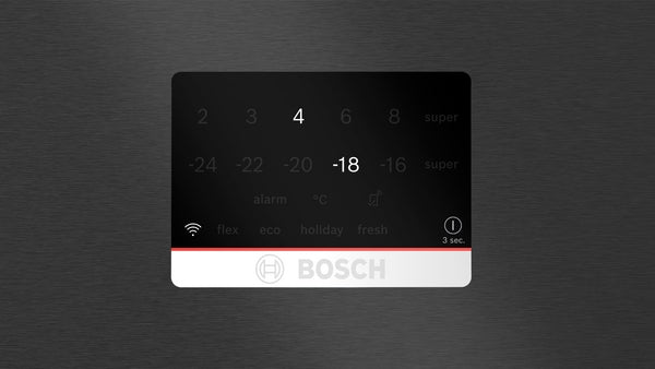 Bosch Series 8, free-standing fridge-freezer with freezer at bottom, 186 x 86 cm - Brushed black steel anti-fingerprint | BSH KGP86AXB0N