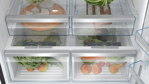 Bosch Series 8, free-standing fridge-freezer with freezer at bottom, 186 x 86 cm - Brushed black steel anti-fingerprint | BSH KGP86AXB0N