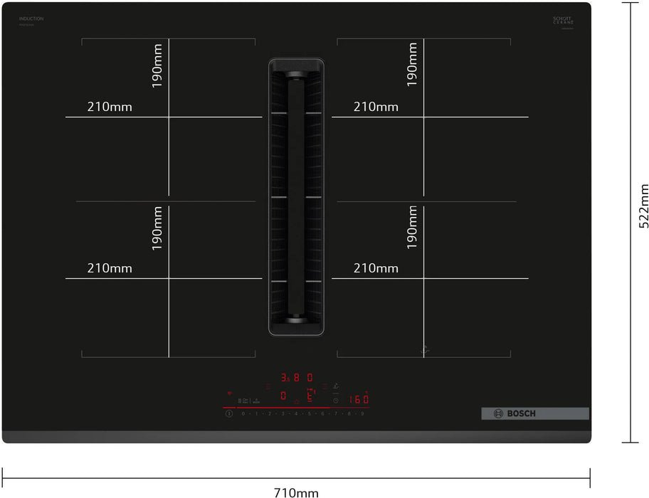 Bosch Series 6, Induction hob with integrated ventilation system, 70 cm, surface mount without frame | BSH PVQ731H26E