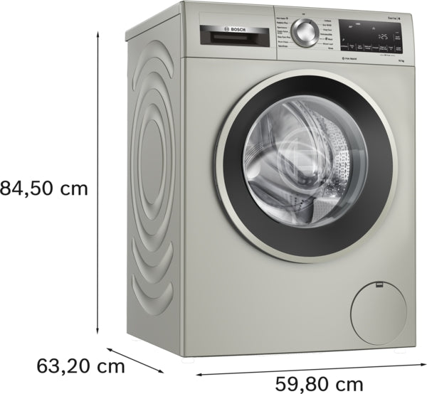 Bosch Series 6, Washing machine, front loader, 10 kg - Silver inox | BSH WGG254ZSGB