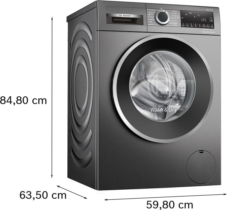 Bosch Series 6, Washer dryer, 10.5/6 kg, 1400 rpm | BSH WNG254R1GB