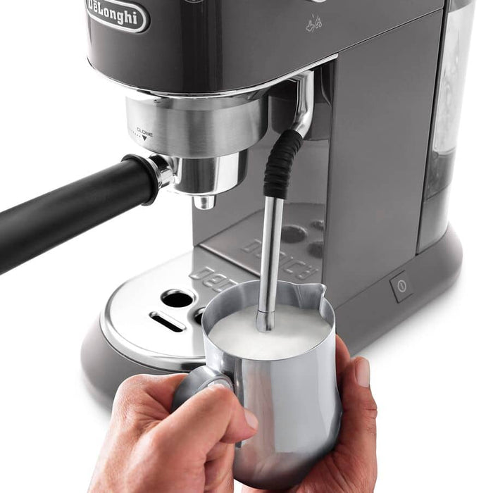 Delonghi Dedica Arte Manual Espresso Coffee Maker with new milk frothing function - Grey | EC885.GY