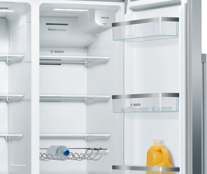 Bosch Series 6 American side by side Fridge-freezer, 178.7 x 90.8 cm - Brushed steel (anti-fingerprint) | BSH KAD93AIERG