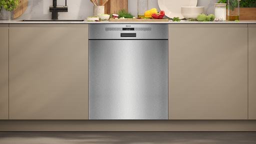Neff N 50, semi-integrated dishwasher, 60 cm - Brushed steel | BSH S145HTS01G