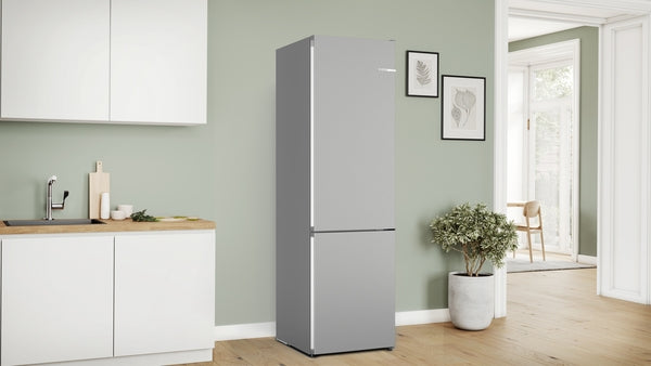 Bosch Series 4, free-standing fridge-freezer with freezer at bottom, 203 x 60 cm - Stainless steel look | BSH KGN392LBFG