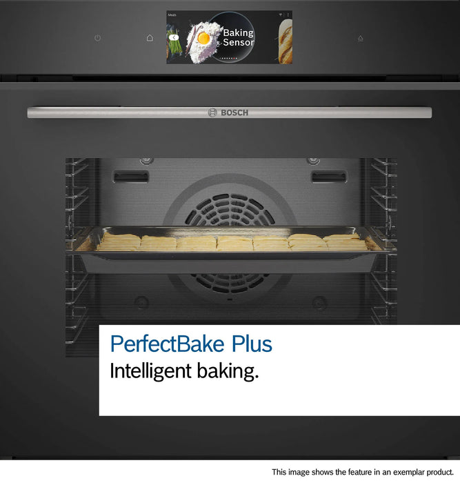 Bosch Series 8, Built-in compact oven with microwave function, 60 x 45 cm - Black | BSH CMG778NB1