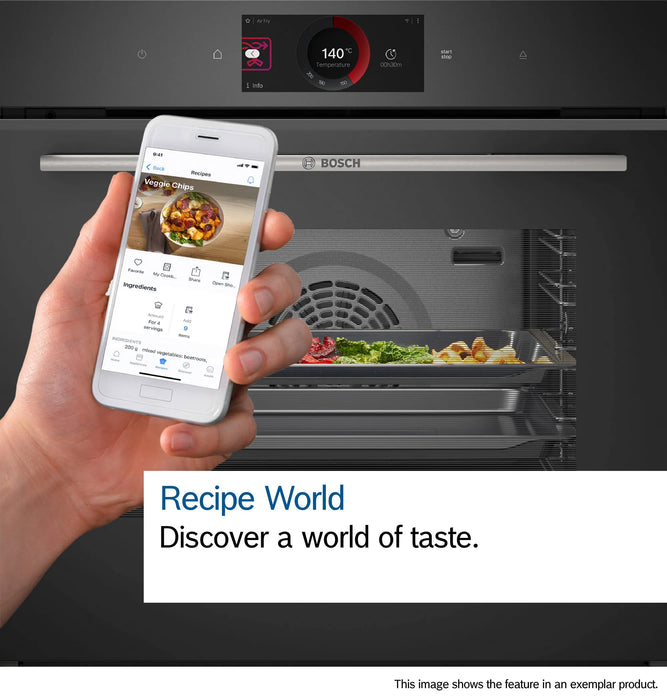 Bosch Series 8, Built-in compact oven with microwave function, 60 x 45 cm - Black | BSH CMG778NB1