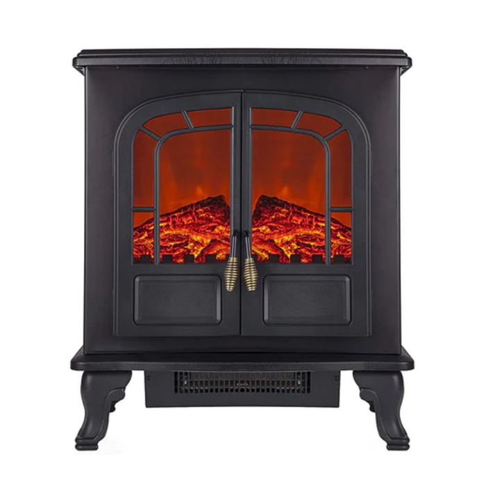 Warmlite Wingham 2KW Electric Double Door Fire Stove - Black | EDL WL46019 - Image 1