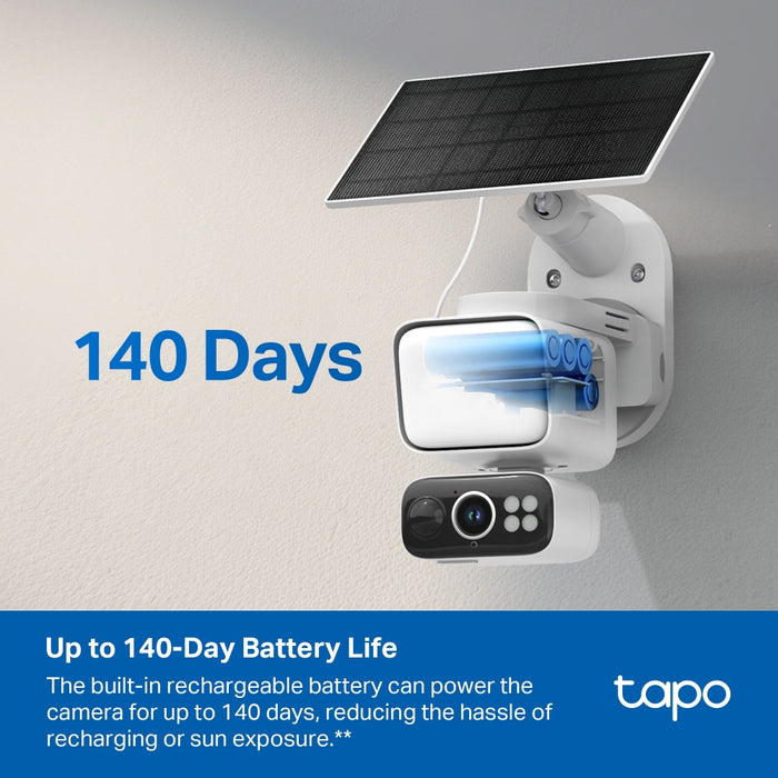 TP-Link Tapo 2K Solar-Powered Floodlight Pan/Tilt Security Camera with Solar Panel | TC50 KIT
