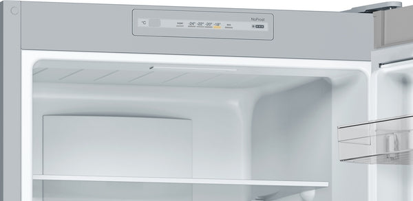 Bosch Series 2, free-standing fridge-freezer with freezer at bottom, 176 x 60 cm -  Stainless steel look | BSH KGN33NLEBG