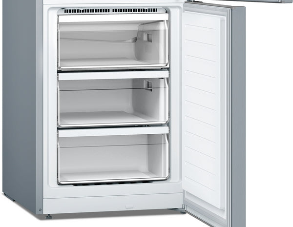 Bosch Series 2, free-standing fridge-freezer with freezer at bottom, 176 x 60 cm -  Stainless steel look | BSH KGN33NLEBG