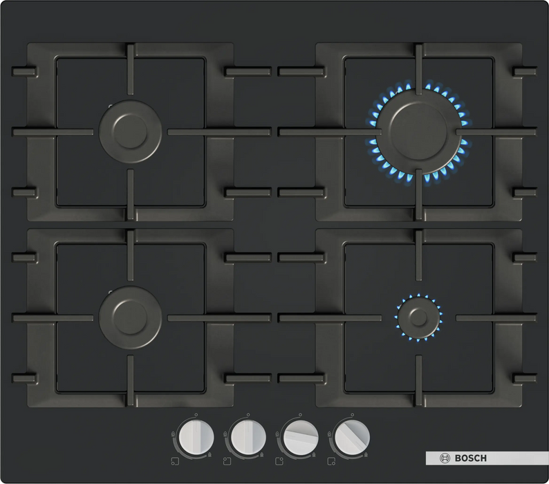BOSCH Series 4 Gas Hob 60cm Tempered Glass - Black | PNP6B6K40