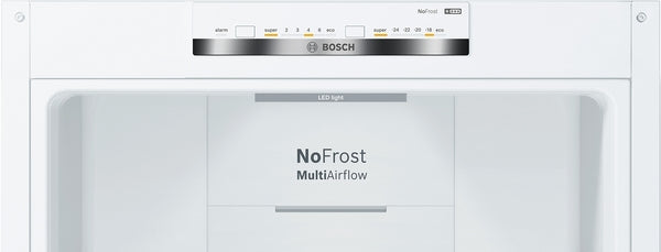 Bosch Series 4, free-standing fridge-freezer with freezer at bottom, 203 x 60 cm - White | BSH KGN392WEBG