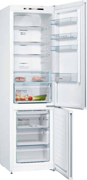 Bosch Series 4, free-standing fridge-freezer with freezer at bottom, 203 x 60 cm - White | BSH KGN392WEBG