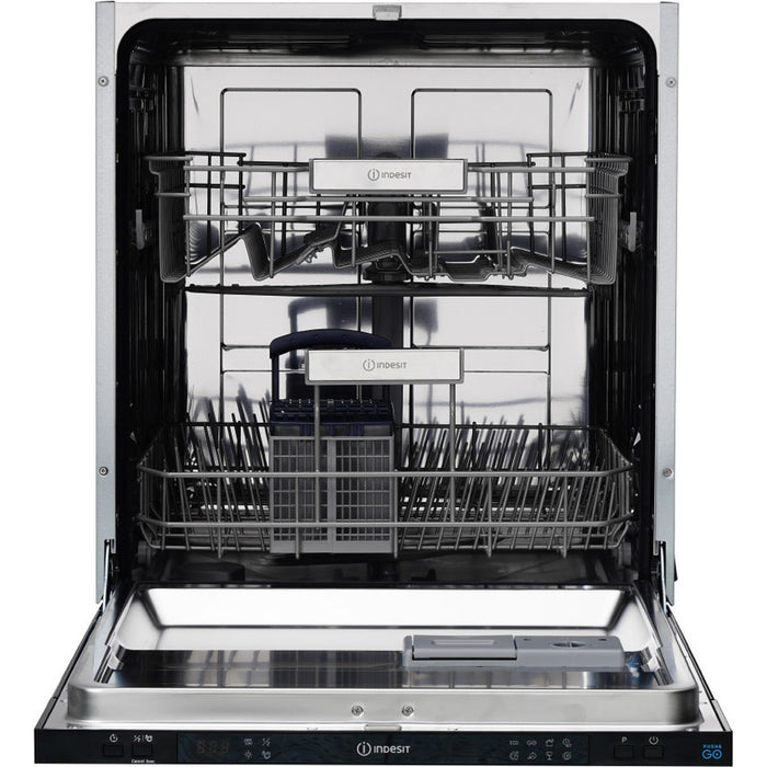 Indesit Integrated Full Size Dishwasher - Black Control Panel with Fixed Door Hinge Kit | IN2IE13CNO8UK