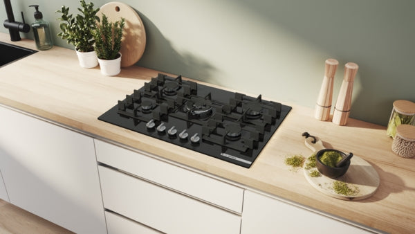 Bosch Series 6, Gas hob, 75 cm, Tempered glass - Black | BSH PPQ7A6I40