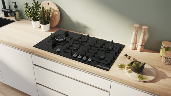 BOSCH Series 6, Gas hob, 90 cm, Tempered glass - Black | BSH PPM9A6I40