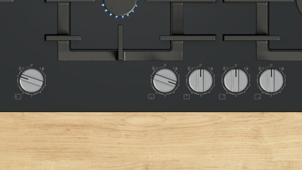 BOSCH Series 6, Gas hob, 90 cm, Tempered glass - Black | BSH PPM9A6I40