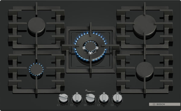 Bosch Series 6, Gas hob, 75 cm, Tempered glass - Black | BSH PPQ7A6I40