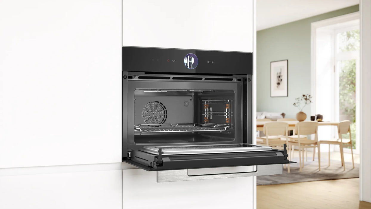 Bosch Series 8, Built-in compact oven with microwave function, 60 x 45 cm - Black | BSH CMG7361B1B