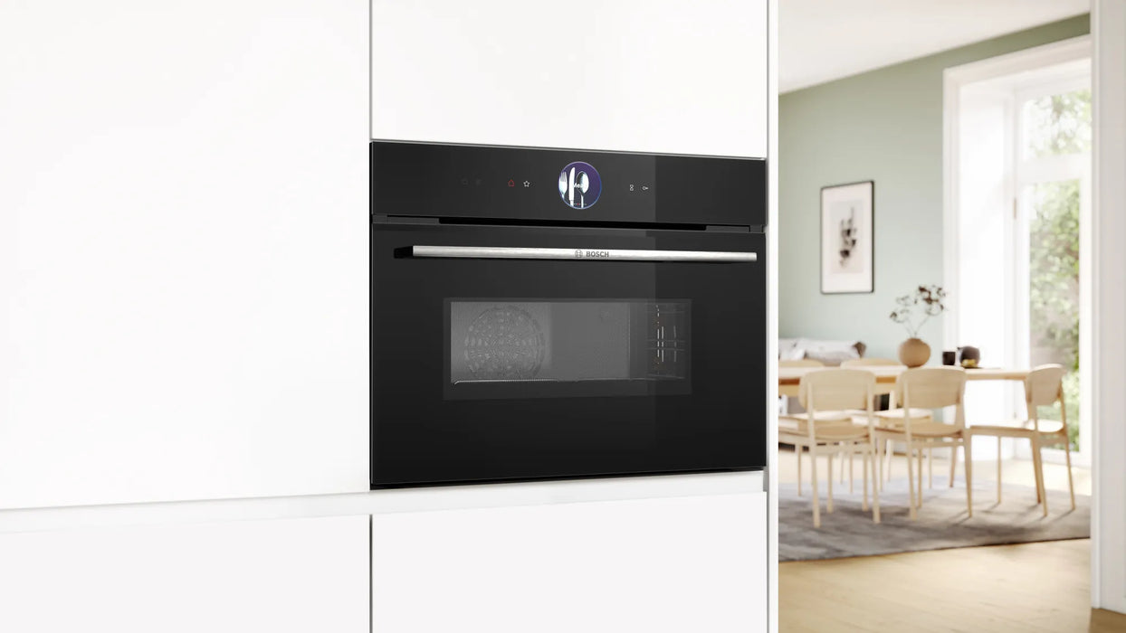 Bosch Series 8, Built-in compact oven with microwave function, 60 x 45 cm - Black | BSH CMG7361B1B