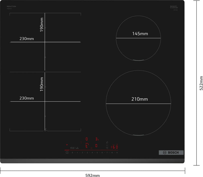 Bosch Series 6, Induction hob, 60 cm - Black | BSH PIX631HC1E