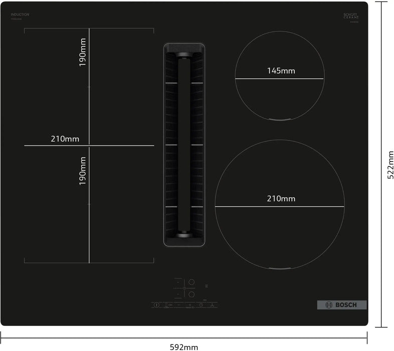Bosch Series 4, Induction hob with integrated ventilation system, 60 cm, surface mount without frame | BSH PVS611B16E
