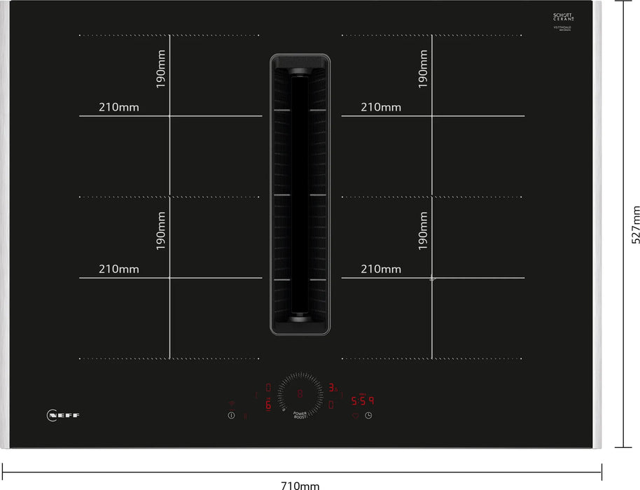 Neff N 70, Induction hob with integrated ventilation system, 70 cm, surface mount with frame | BSH V57THQ4L0