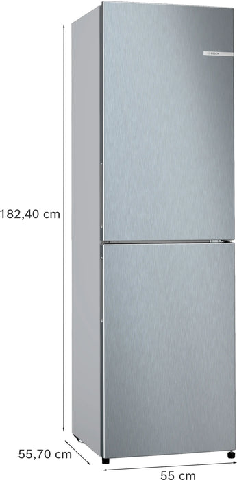 Bosch Series 2, free-standing fridge-freezer with freezer at bottom, 182.4 x 55 cm - Stainless steel | KGN27NLEAG