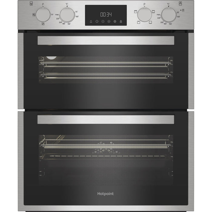 Hotpoint 72cm Built-Under Double Oven with Enamel Liners - Stainless Steel | DUH10DIX