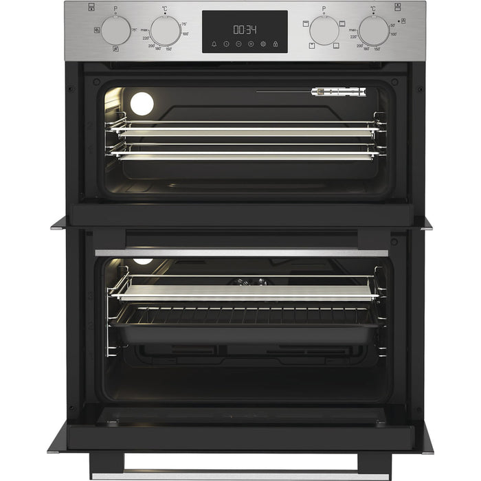 Hotpoint 72cm Built-Under Double Oven with Enamel Liners - Stainless Steel | DUH10DIX