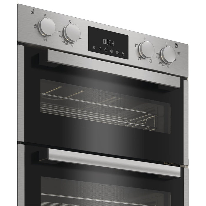 Hotpoint 72cm Built-Under Double Oven with Enamel Liners - Stainless Steel | DUH10DIX