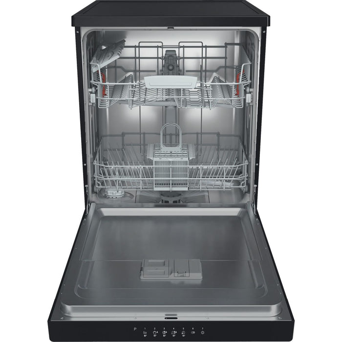 Hotpoint 60cm Freestanding Full Size Dishwasher with Rapid Wash, 14 Place Settings - Black | HP2FFC14BN6BUK