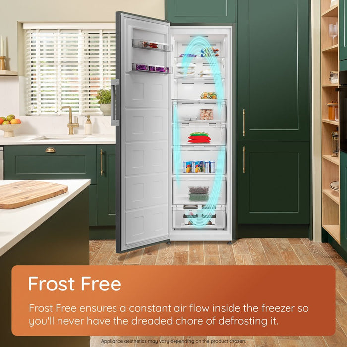Hotpoint 187cm Tall Frost Free Freezer 286L with FreezerProtect and Inverter Motor - Dark Inox | HPMFF6312XBR4UK