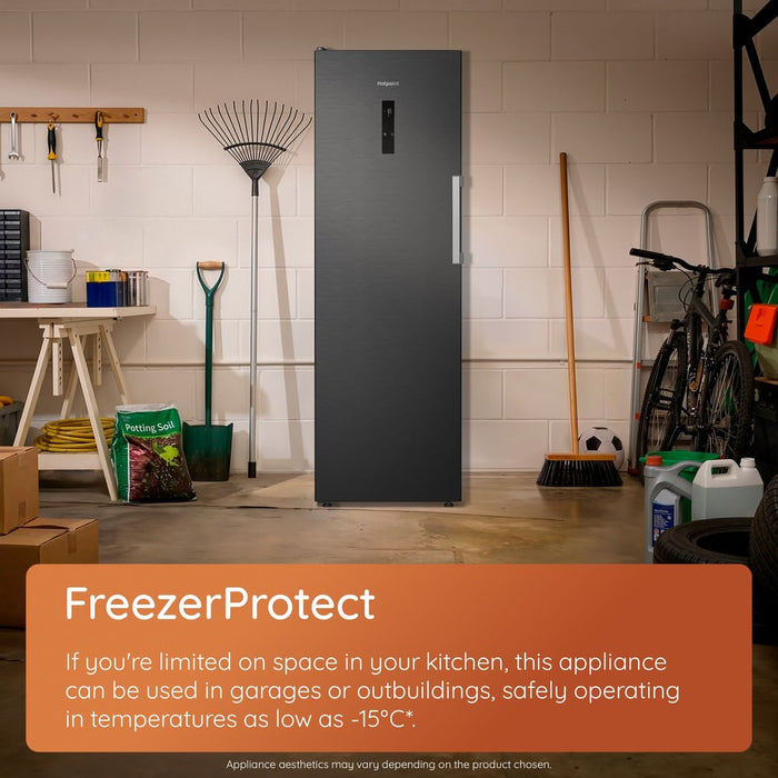Hotpoint 187cm Tall Frost Free Freezer 286L with FreezerProtect and Inverter Motor - Dark Inox | HPMFF6312XBR4UK