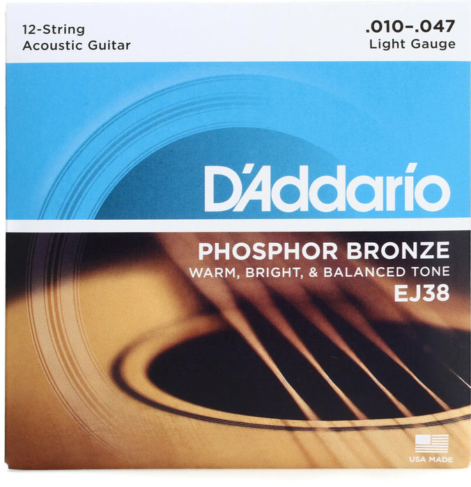 D'Addario EJ38 Phosphor Bronze 12-string Acoustic Guitar Strings - .010-.047 Light | EJ38