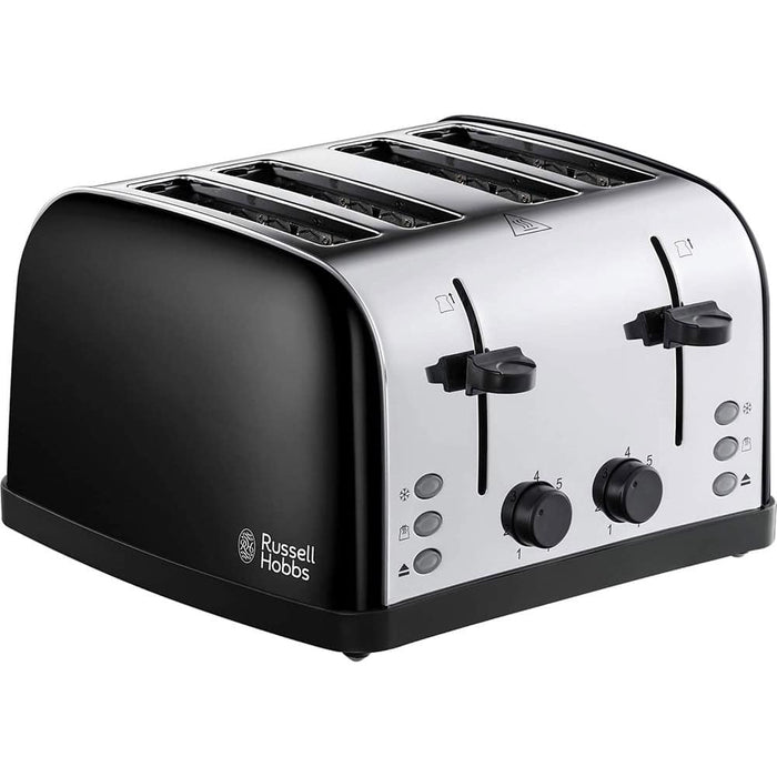 RUSSELL HOBBS Stainless Steel Black 4 Slice Toaster | 28360