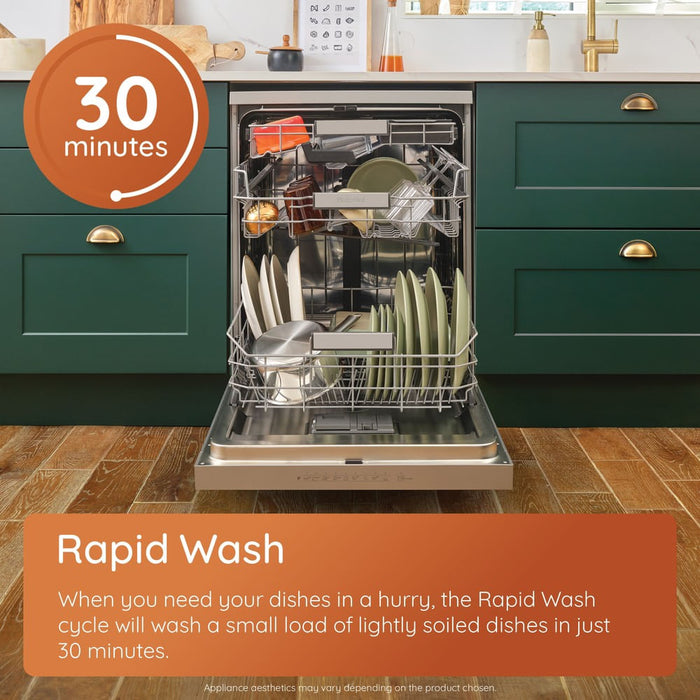 Hotpoint 60cm Freestanding Full Size Dishwasher with Rapid Wash, 14 Place Settings - Black | HP2FFC14BN6BUK