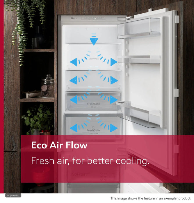 Neff N 50, built-in fridge-freezer with freezer at bottom, 177.2 x 54.1 cm, sliding hinge | BSH KI7862SE0G