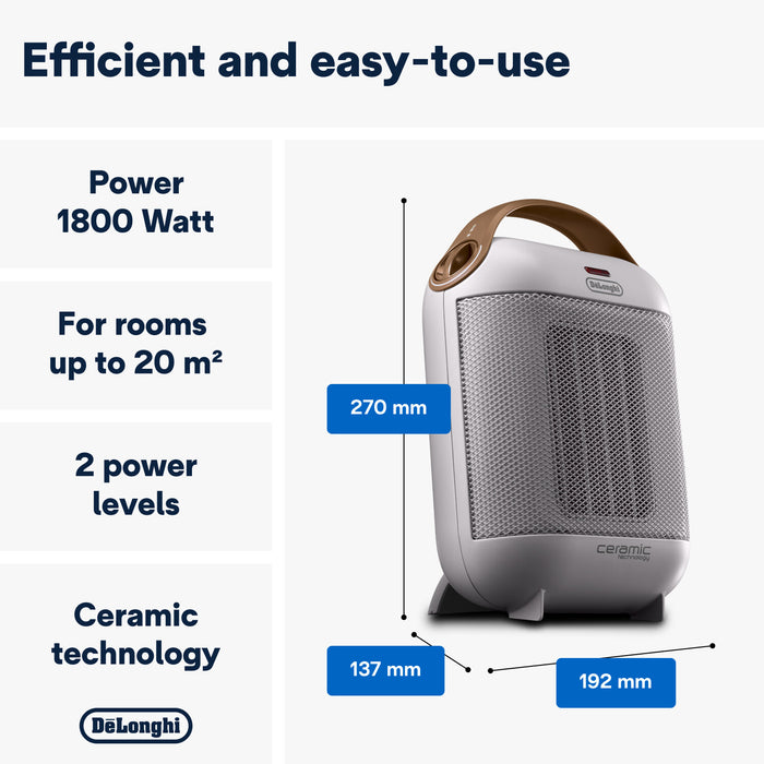 De'Longhi Capsule Ceramic Fan Heater, White | HFX30C18IW