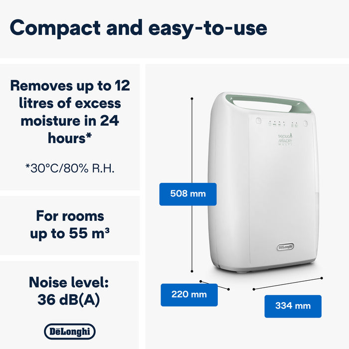 DeLonghi Tasciugo AriaDry 12 Litre Multi Dehumidifier - White || DEX212SF
